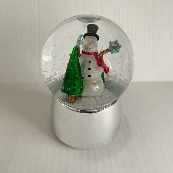 TOWLE SILVERSMITHS Snowman Christmas Tree Snow Globe MUSIC BOX Holiday Decor - Picture 6 of 10